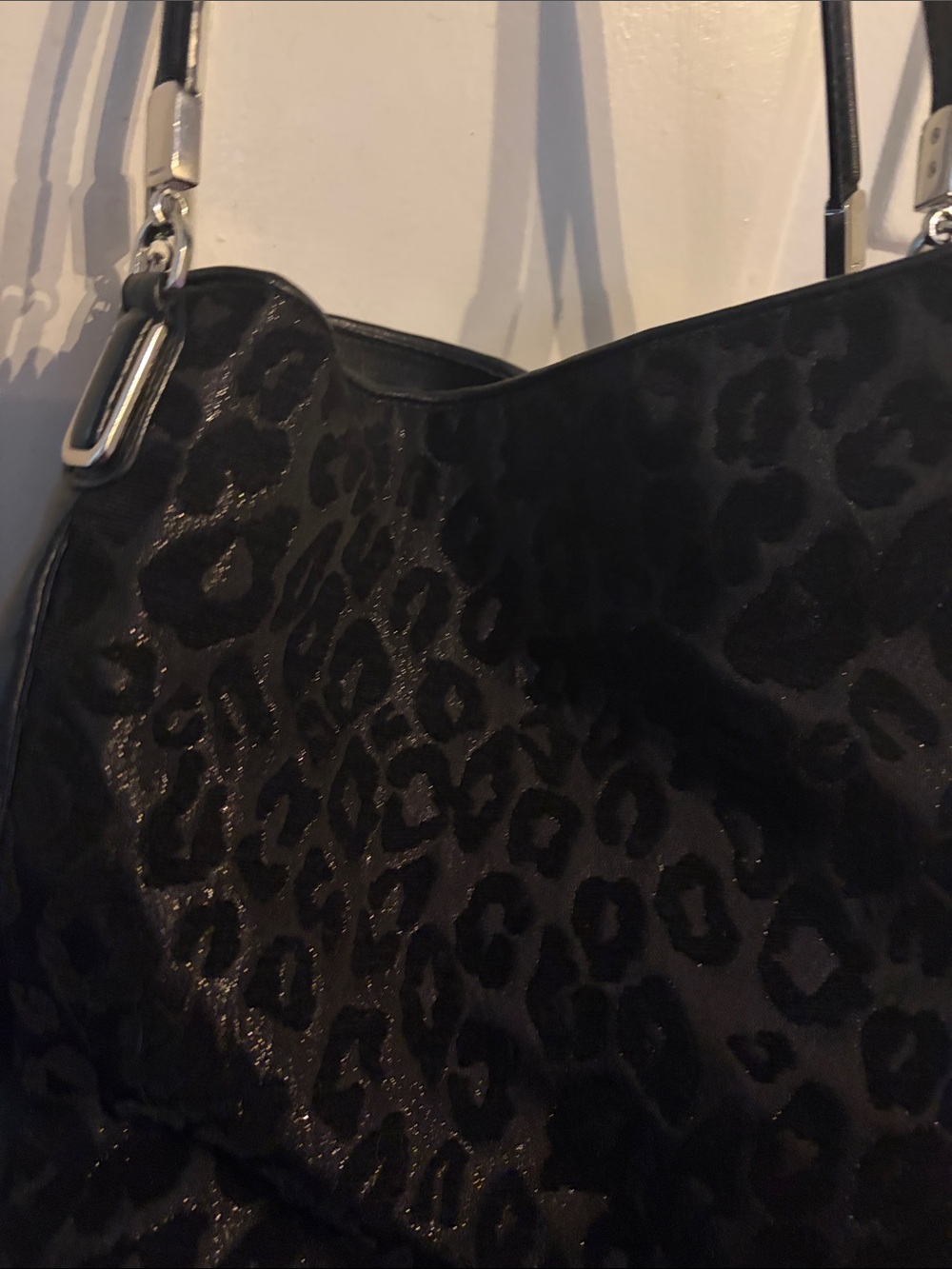 Black Coach Madison Vintage Y2k chenille ocelot faux leather cheetah print bag - Picture 8 of 10